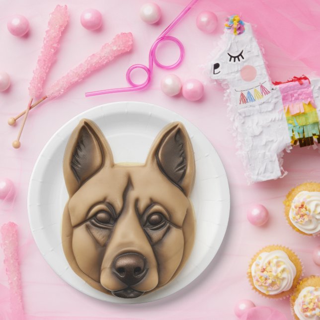 Assiettes En Carton Chien belge Malinoi 3D inspiré (Fête)