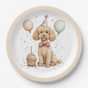 Assiettes En Carton Chien Caniche Standard de Naissance