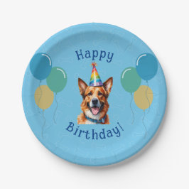 Assiettes En Carton Chien Chien Chien Bleu Anniversaire Paw ty