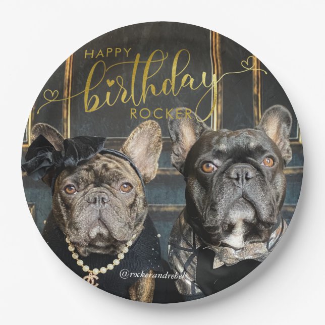 Assiettes En Carton Chien chiot Anniversaire Ajouter photo et texte Go (Devant)