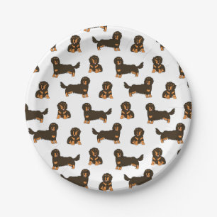 Assiettes En Carton Chien Dachshund aux cheveux longs