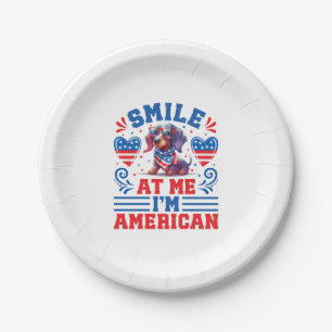 Assiettes En Carton Chien Dachshund patriotique pour 4 juillet