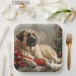 Assiettes En Carton Chien de berger d'Anatolie Fête de Noël