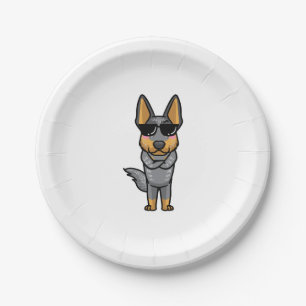 Assiettes En Carton Chien de bétail australien Kawaii Emoticon