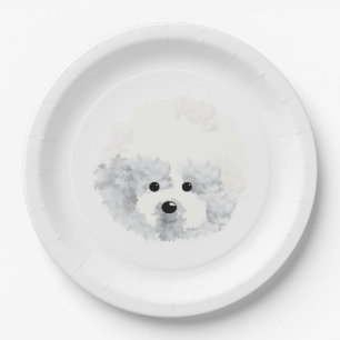 Assiettes En Carton Chien de Bichon Frise