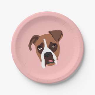 Assiettes En Carton Chien de boxeur 7" plaques à papier