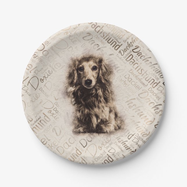 Assiettes En Carton Chien de Dachshund (Devant)