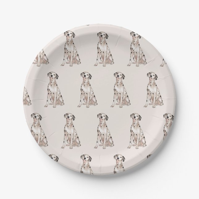 Assiettes En Carton Chien de Dalmatie mignon chiot (Devant)