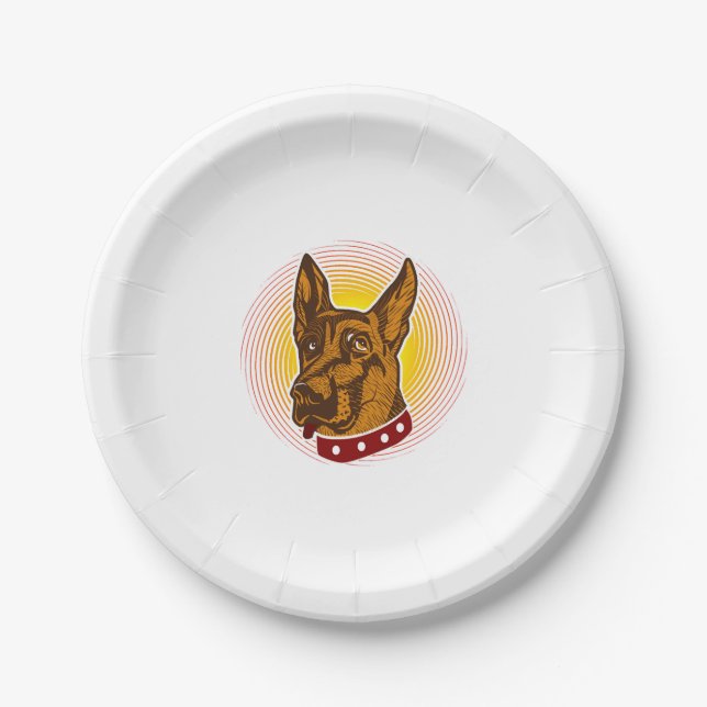 Assiettes En Carton Chien de garde Berger belge Malinois (Devant)