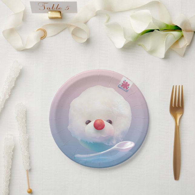 Assiettes En Carton Chien de glace rasé mignon (Mariage)