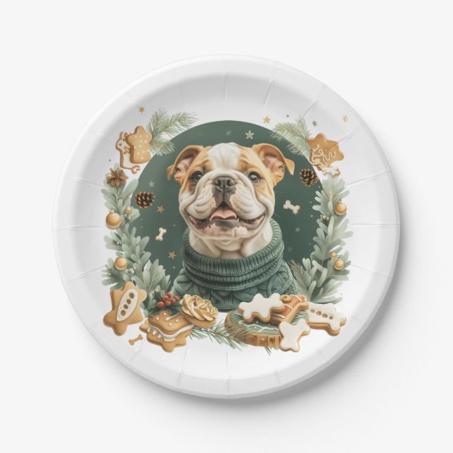 Assiettes En Carton Chien de Noël (Devant)