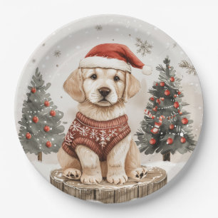 Assiettes En Carton Chien de Noël du Labrador Retriever