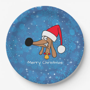 Assiettes En Carton Chien de Noël Festif