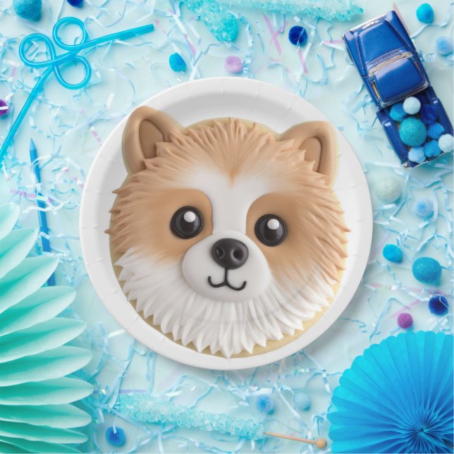 Assiettes En Carton Chien de Poméranie 3D inspiré (Fête)