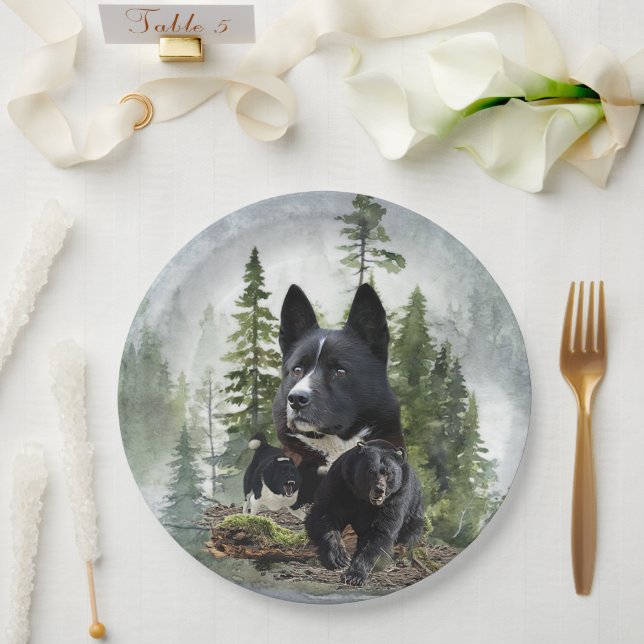 Assiettes En Carton Chien d'ours karélien (Mariage)