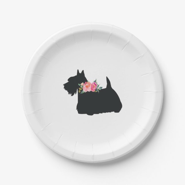 Assiettes En Carton Chien écossais Terrier Scottie (Devant)