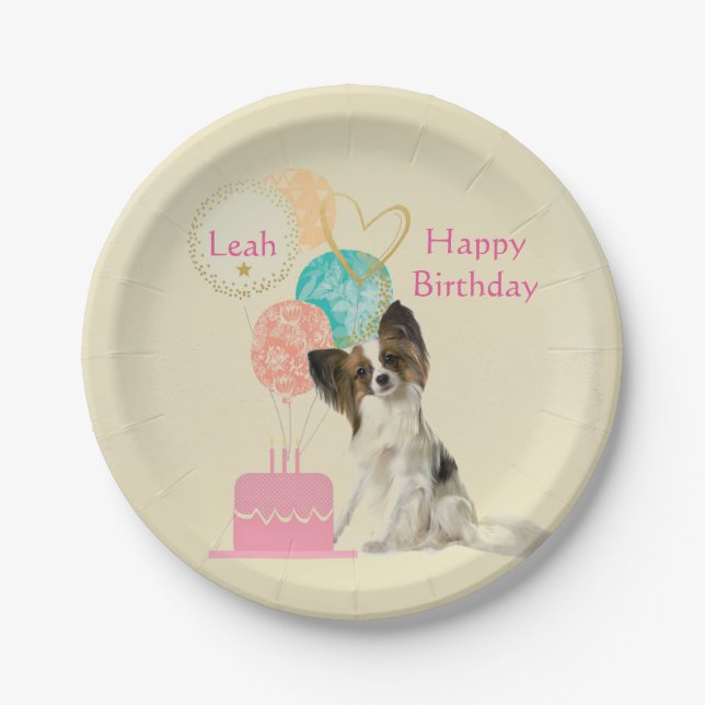 Assiettes En Carton Chien et ballons Plaque papier d'anniversaire pour (Devant)