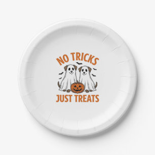 Assiettes En Carton Chien Fantôme Drôle Halloween Pas de Farces Juste 