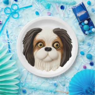 Assiettes En Carton Chien Japonais Chin Inspiré 3D