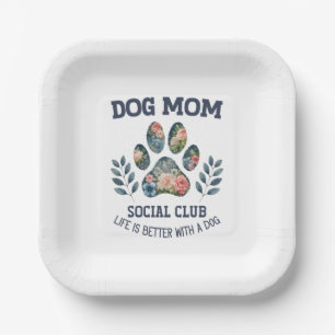 Assiettes En Carton Chien Maman Paw Floral