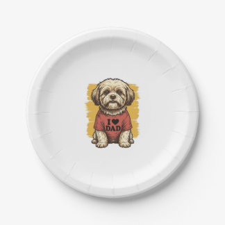 Assiettes En Carton Chien Mignon J'Aime Papa Gravure Vintage Vector De