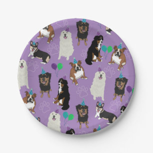 Assiettes En Carton Chien mignon se reproduit Anniversaire
