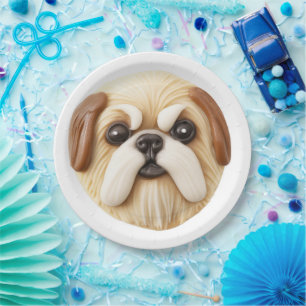 Assiettes En Carton Chien Pékinois 3D Inspiré
