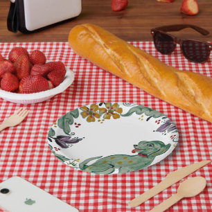 Assiettes En Carton Chien rustique Chien Chiot Turquoise Coloré Ferme 