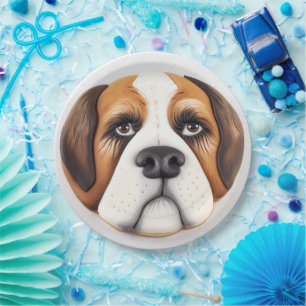 Assiettes En Carton Chien Saint-Bernard Inspiré de la 3D