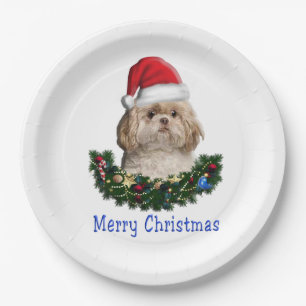Assiettes En Carton Chien Shih-Tsu articles de Noël