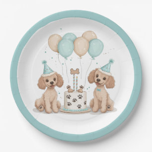 Assiettes En Carton Chiens de caniche normaux d'anniversaire