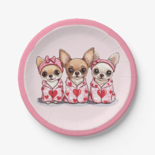 Assiettes En Carton Chiens de Chihuahua de la Saint-Valentin