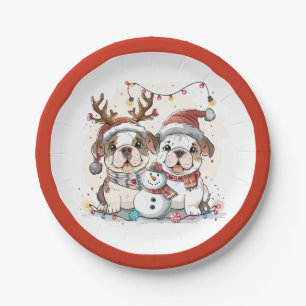 Assiettes En Carton Chiens de Noël