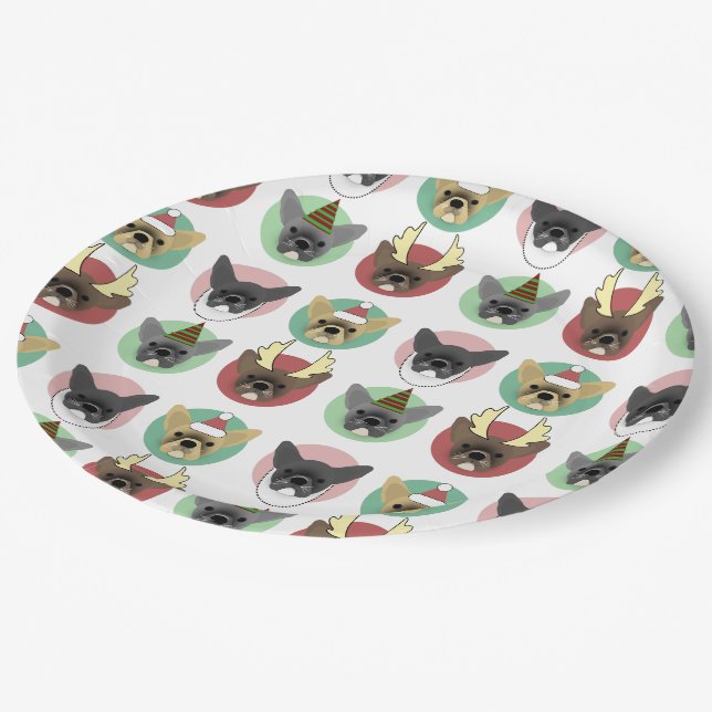Assiettes En Carton Chiens de Noël (Angle)