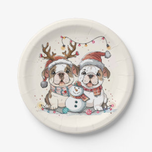 Assiettes En Carton Chiens de Noël