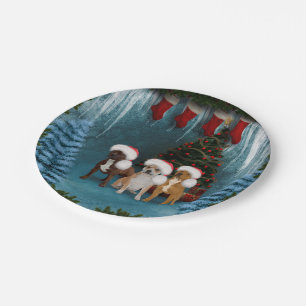 Assiettes En Carton Chiens de Noël amusants