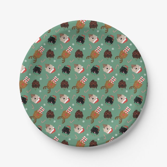 Assiettes En Carton Chiens de Noël Goldendoodle (Devant)