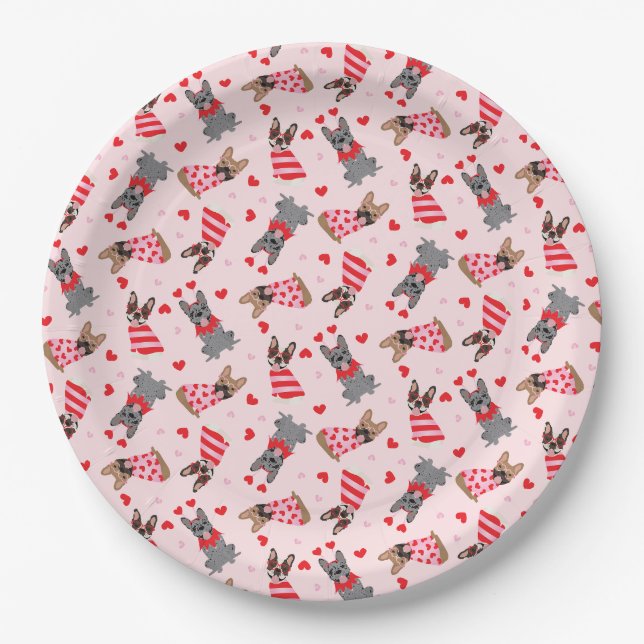 Assiettes En Carton Chiens de Saint-Valentin (Devant)