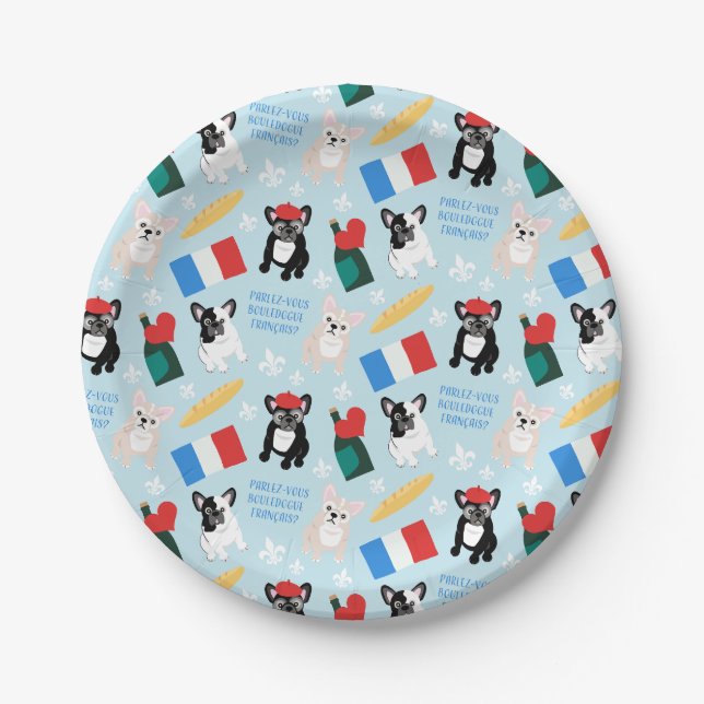 Assiettes En Carton Chiens de taureau vraiment français (Devant)