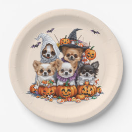 Assiettes En Carton Chiens d'Halloween Chihuahua