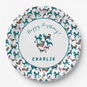Assiettes En Carton Chiens floraux