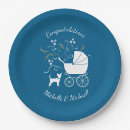 Assiettes En Carton Chihuahua Baby shower Blue Boy Chig