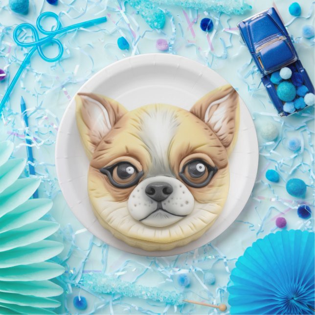 Assiettes En Carton Chihuahua Chien 3D inspiré (Fête)