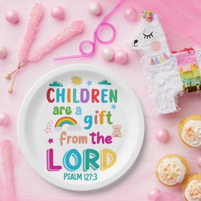 Assiettes En Carton "Children Are a Gift from the Lord"  (Fête)