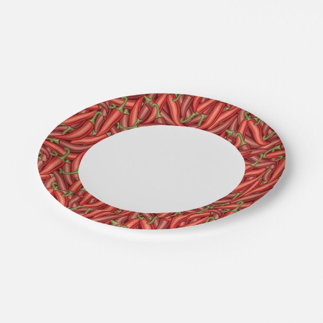 Assiettes En Carton Chili Peppers (Angle)