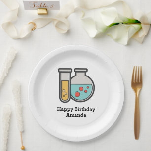 Assiettes En Carton Chimie Tube d'essai et bécher Anniversaire