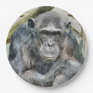 ASSIETTES EN CARTON CHIMPANZEE CUTE