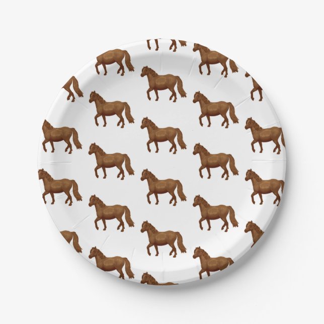 Assiettes En Carton Chincoteague Pony Brown Aquarelle Peinture Cheval (Devant)