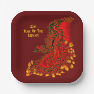 Assiettes En Carton Chine Dragon, 2024 Année Du Dragon