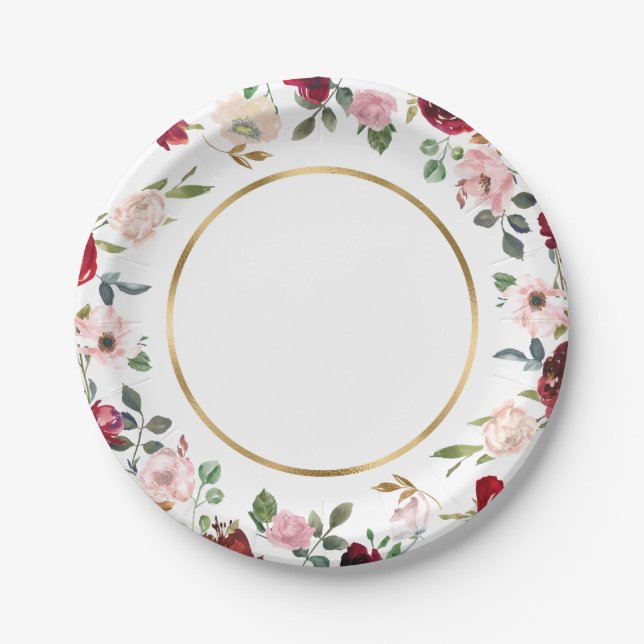 Assiettes En Carton Chine florale (Devant)